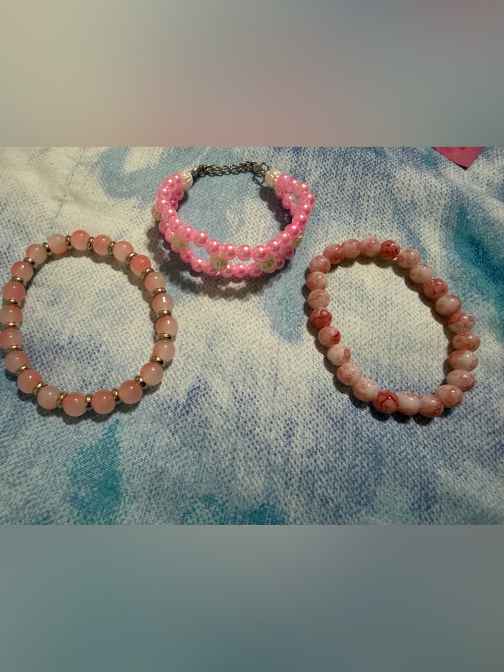 Pink Beaded Women’s Bracelet Trio